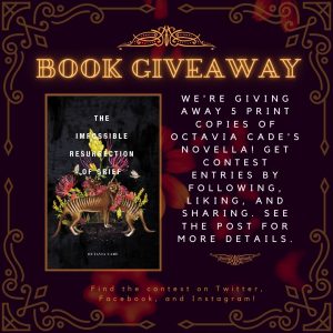 Octavia Cade's The Impossible Resurrection of Grief Book giveaway contest poster